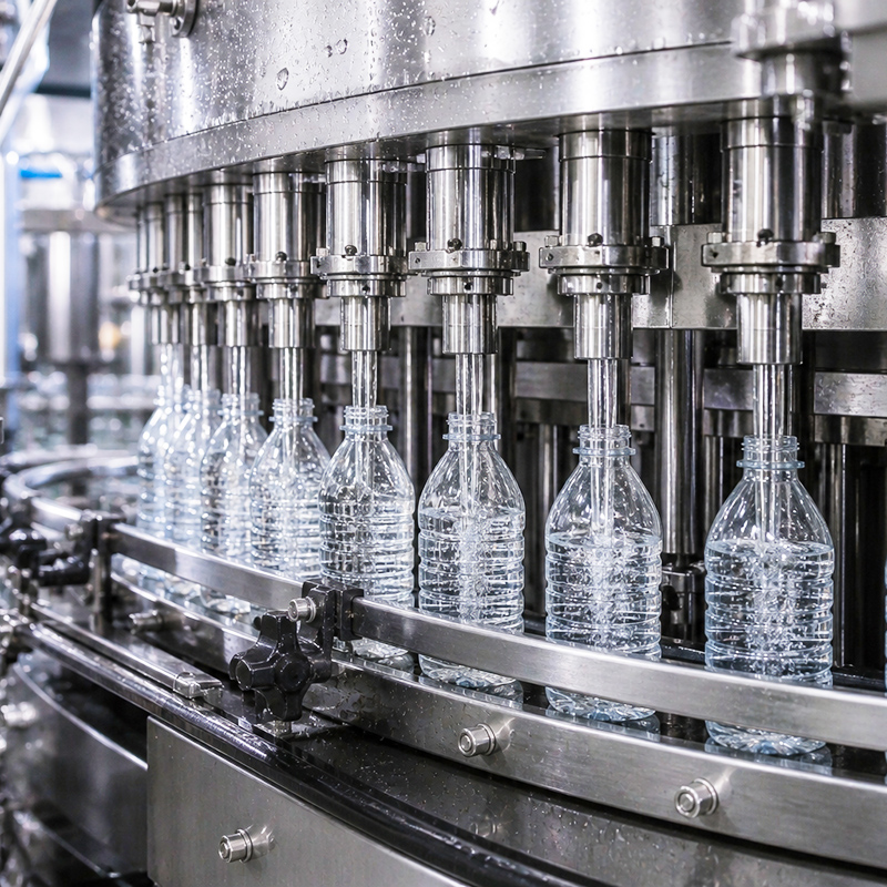 Filtrering af flaskevand i industriel vandproduktion