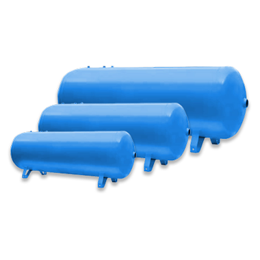 Painted compressed air tanks in 10, 24 and 50 liter sizes