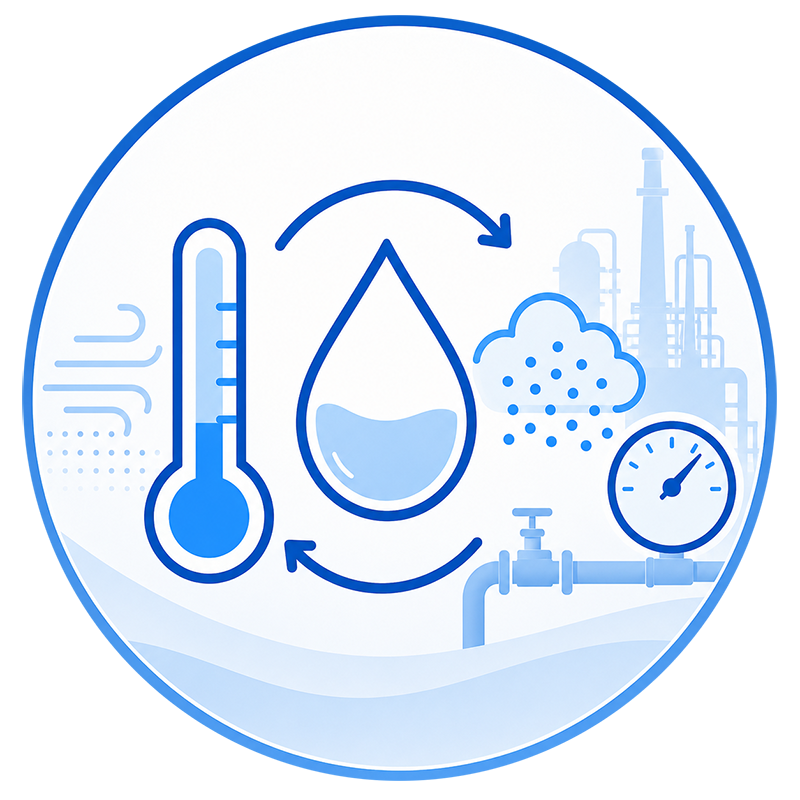 Dew point guide and calculator for water content in air and gas
