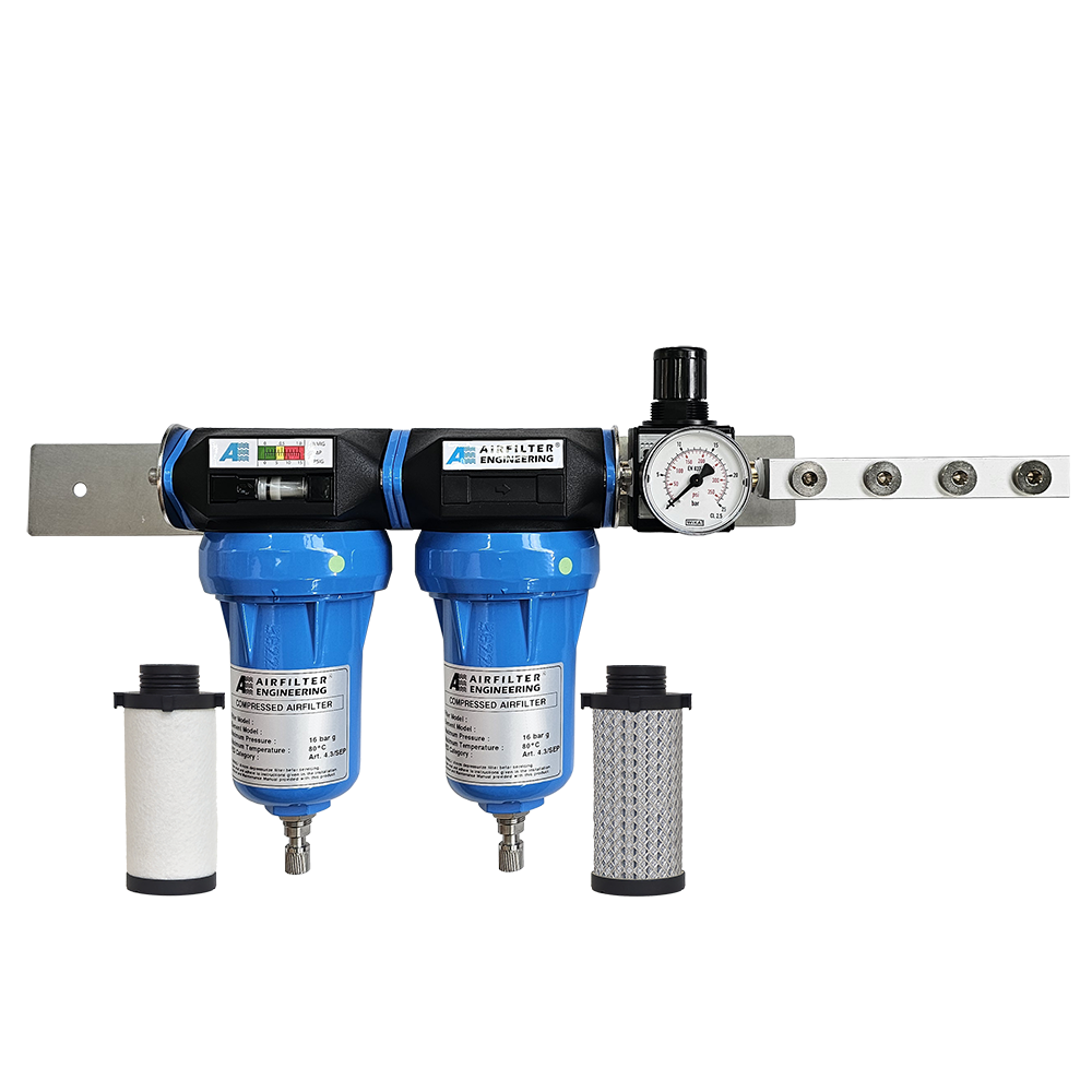 Breathing air filter system for compressed air